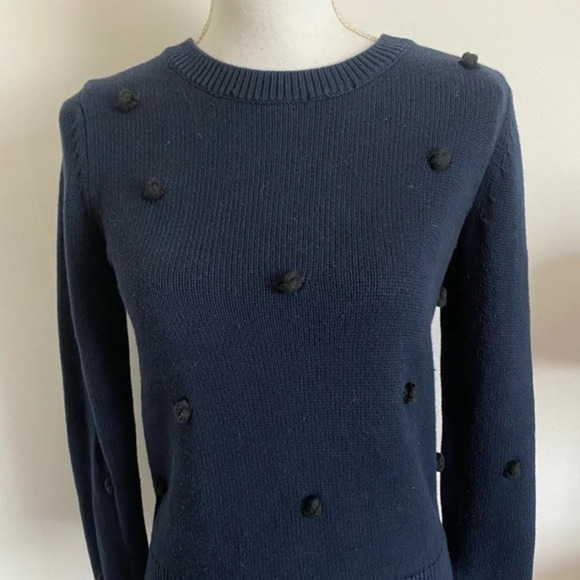 Banana Republic • Navy Black Bobble Crew Neck Sweater - Picture 2 of 6